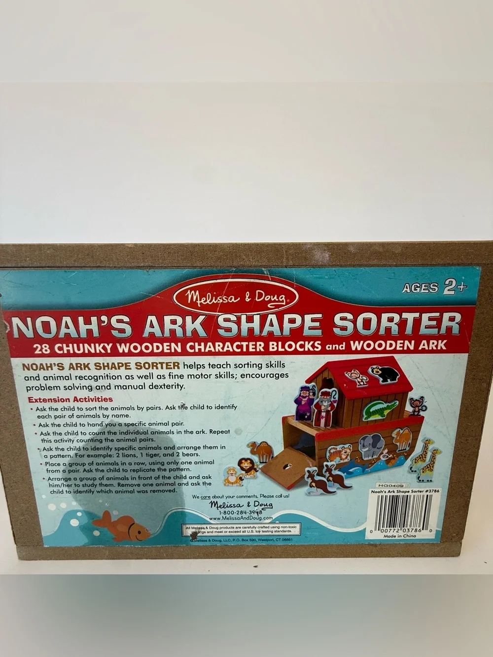 Melissa & Doug Noah's Ark Shape Sorter Wooden Play Set with Figures & Animals